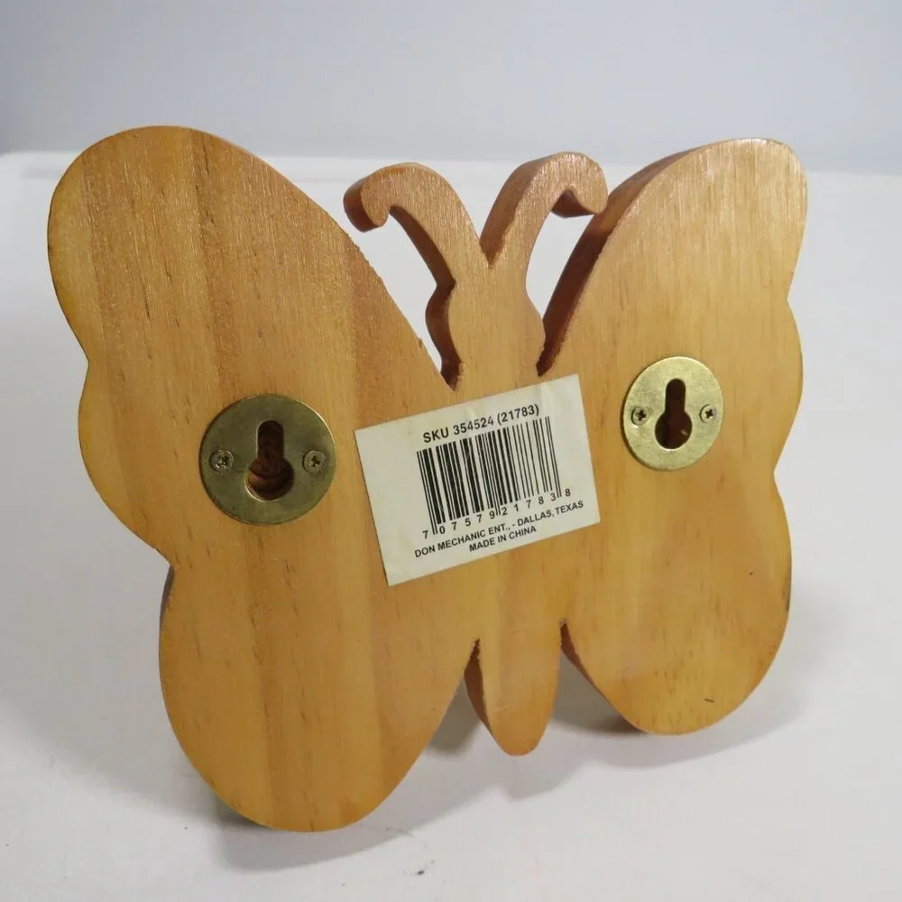 Butterfly Vintage Solid Wooden Hook Wall Hanger Kids Wooden unfinished #2